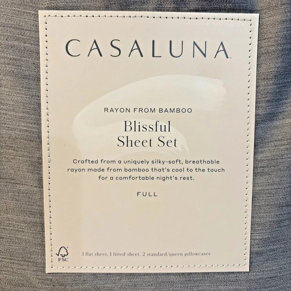 Casaluna Blissful Sheet Set - Rayon From Bamboo - Dark Gray - Full